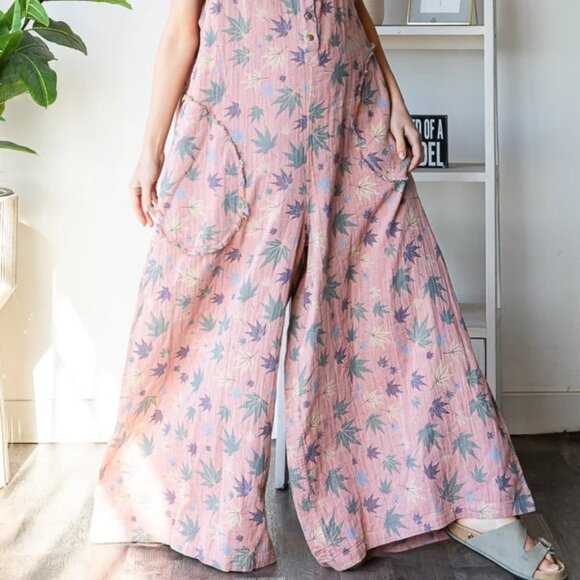 Oli & Hali Reversible Pink and Gray Wide Leg Jumpsuit - Picture 8 of 14